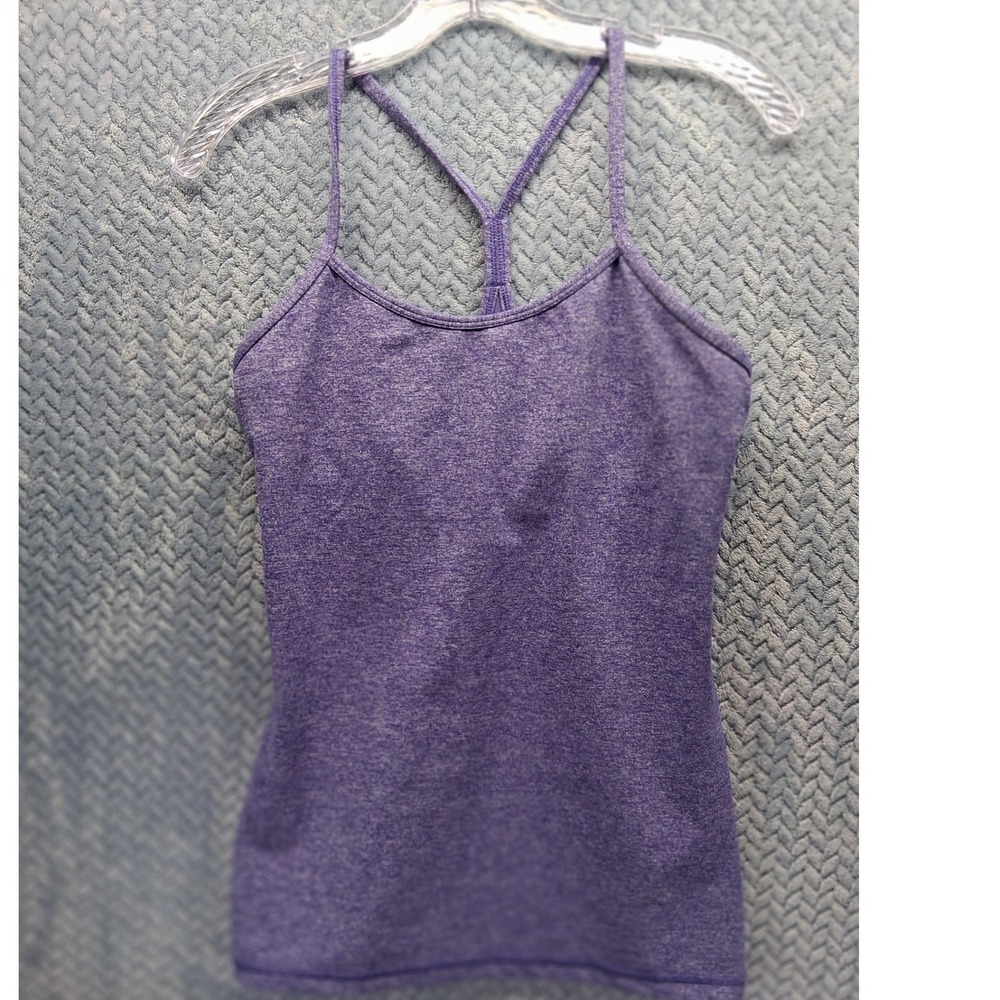 Lululemon‎ Power Y Tank Top Purple Heathered Space Dye Built In Bra Size 8 Yoga